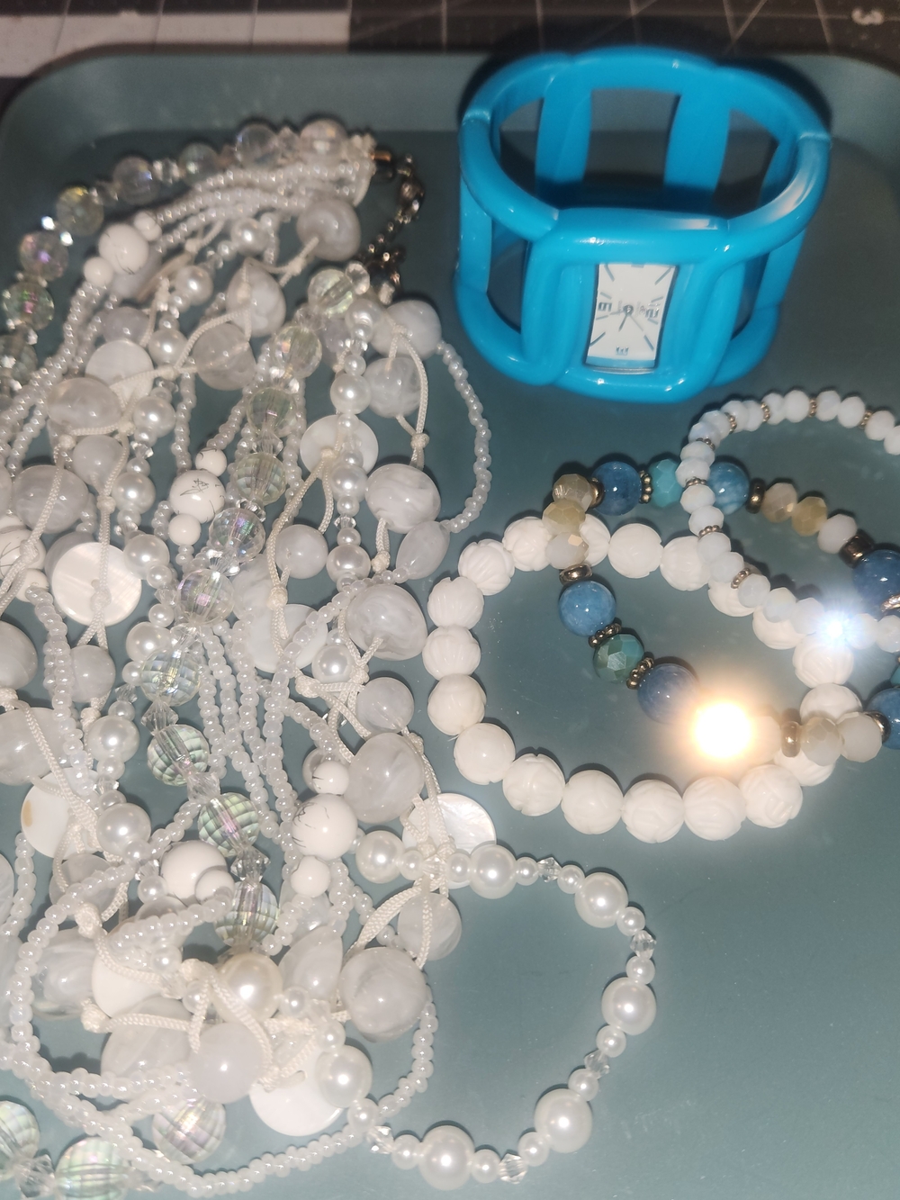 Necklaces, Blue Accent Bracelets and Watch